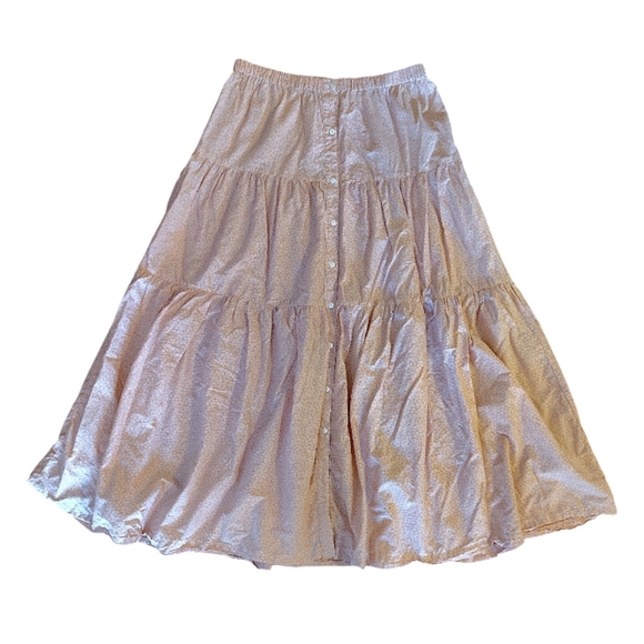 Anthropologie x Frye Elspeth Pink Floral Full Tiered Button Front Maxi Skirt XL - Picture 2 of 15